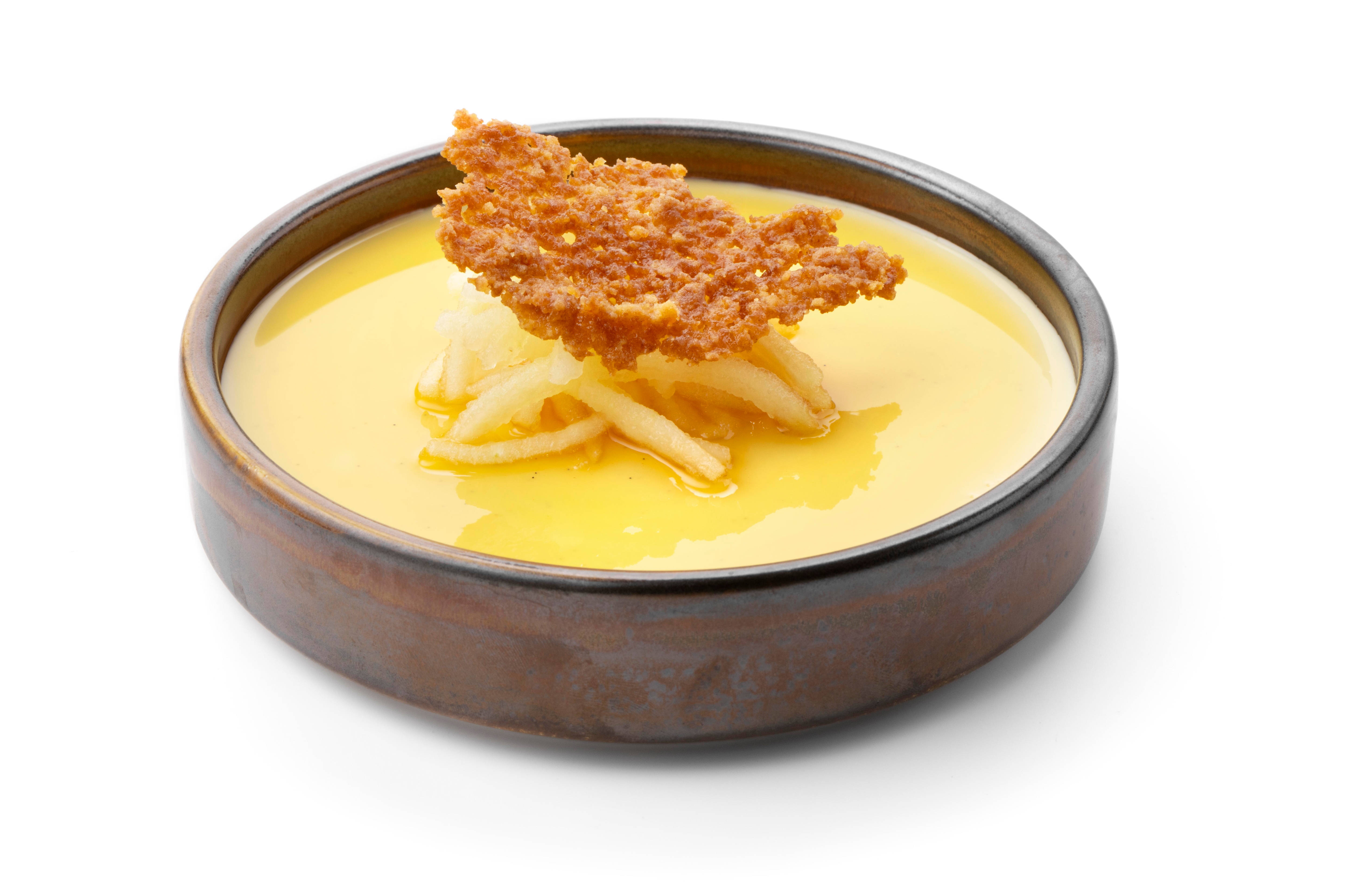 Vanillecrème met appel en stroopwafelcrumble