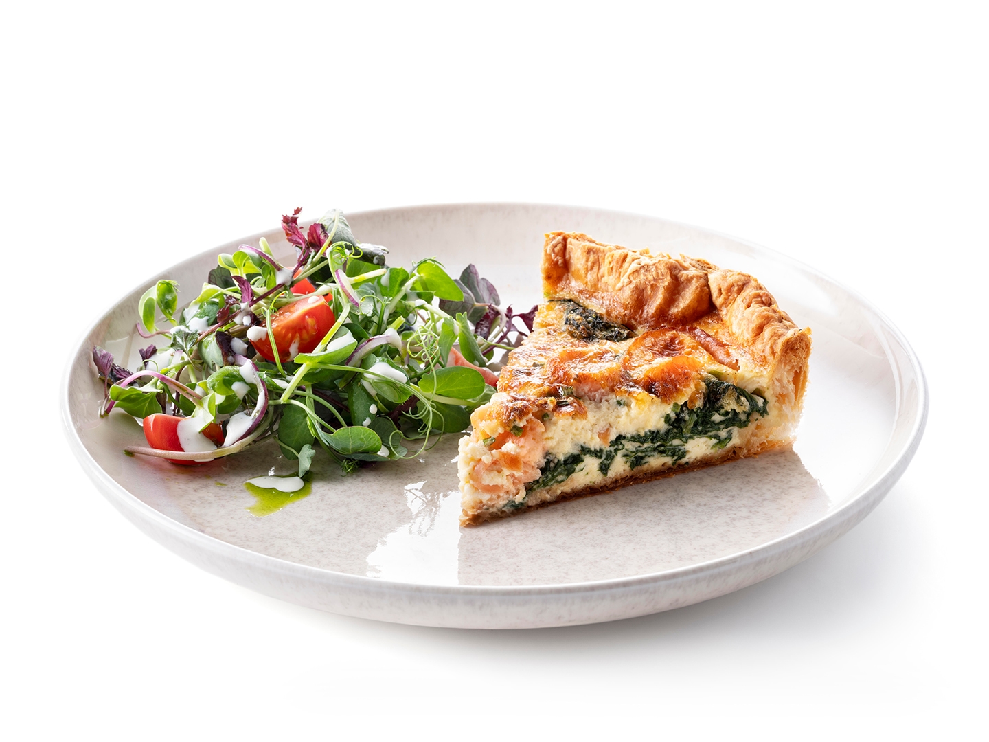 Spinach salmon quiche