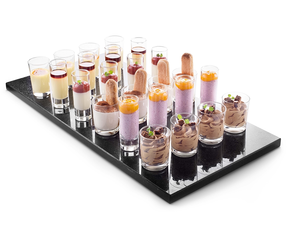 Basic desserts on a tray