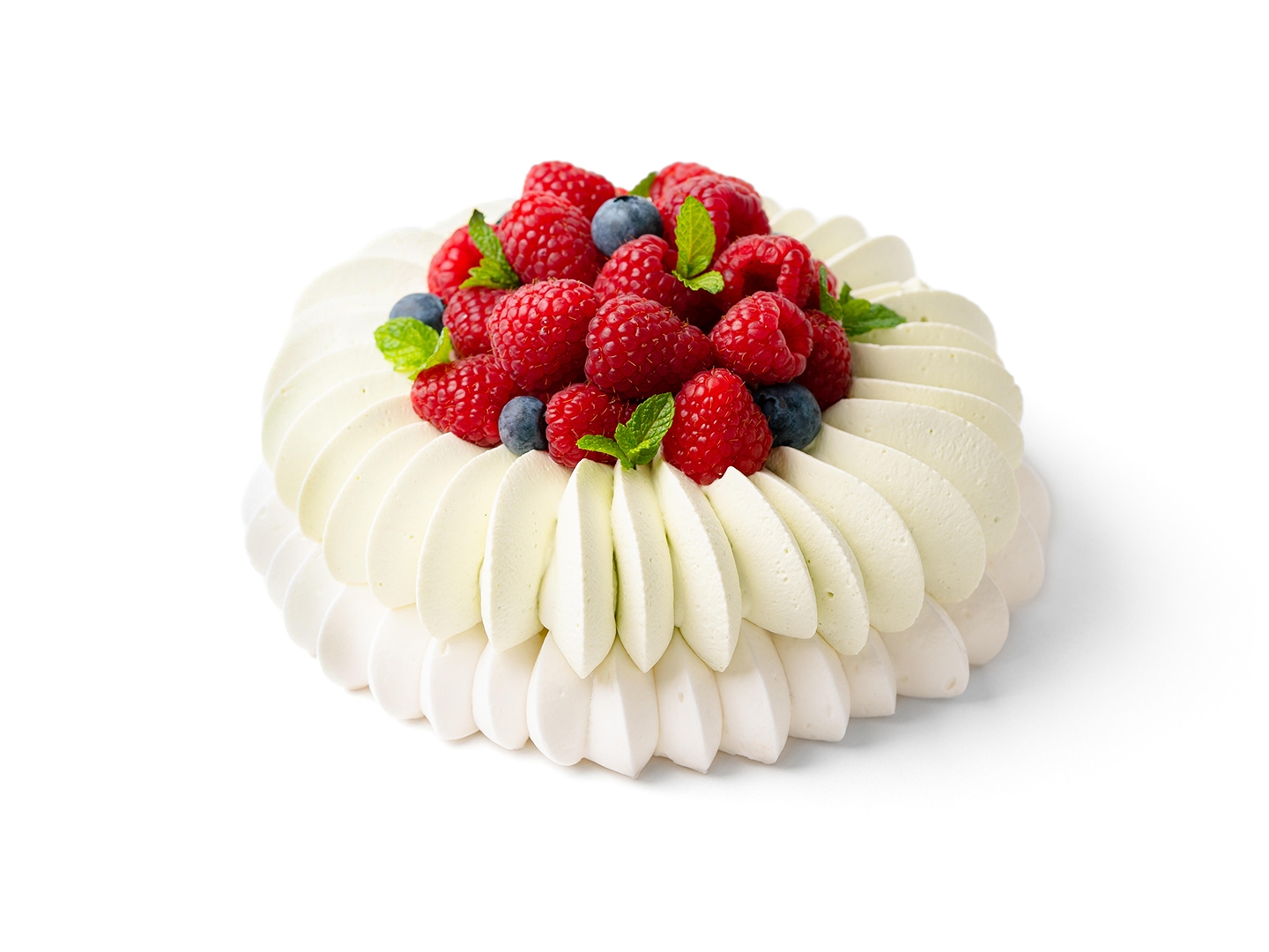 Raspberry and mint pavlova