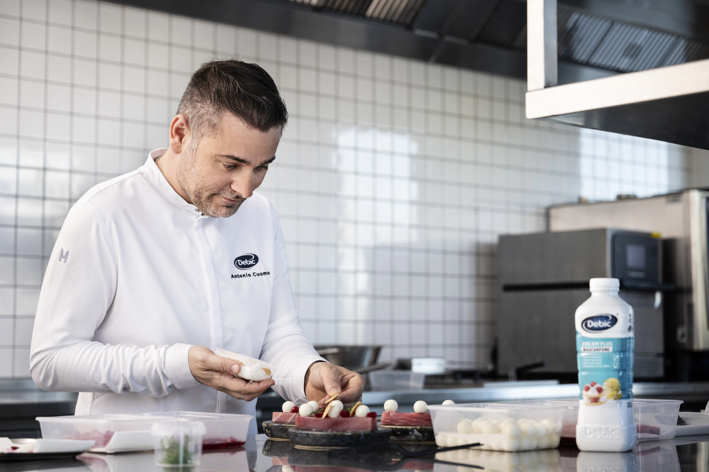 Chef making pastry with Debic Cream