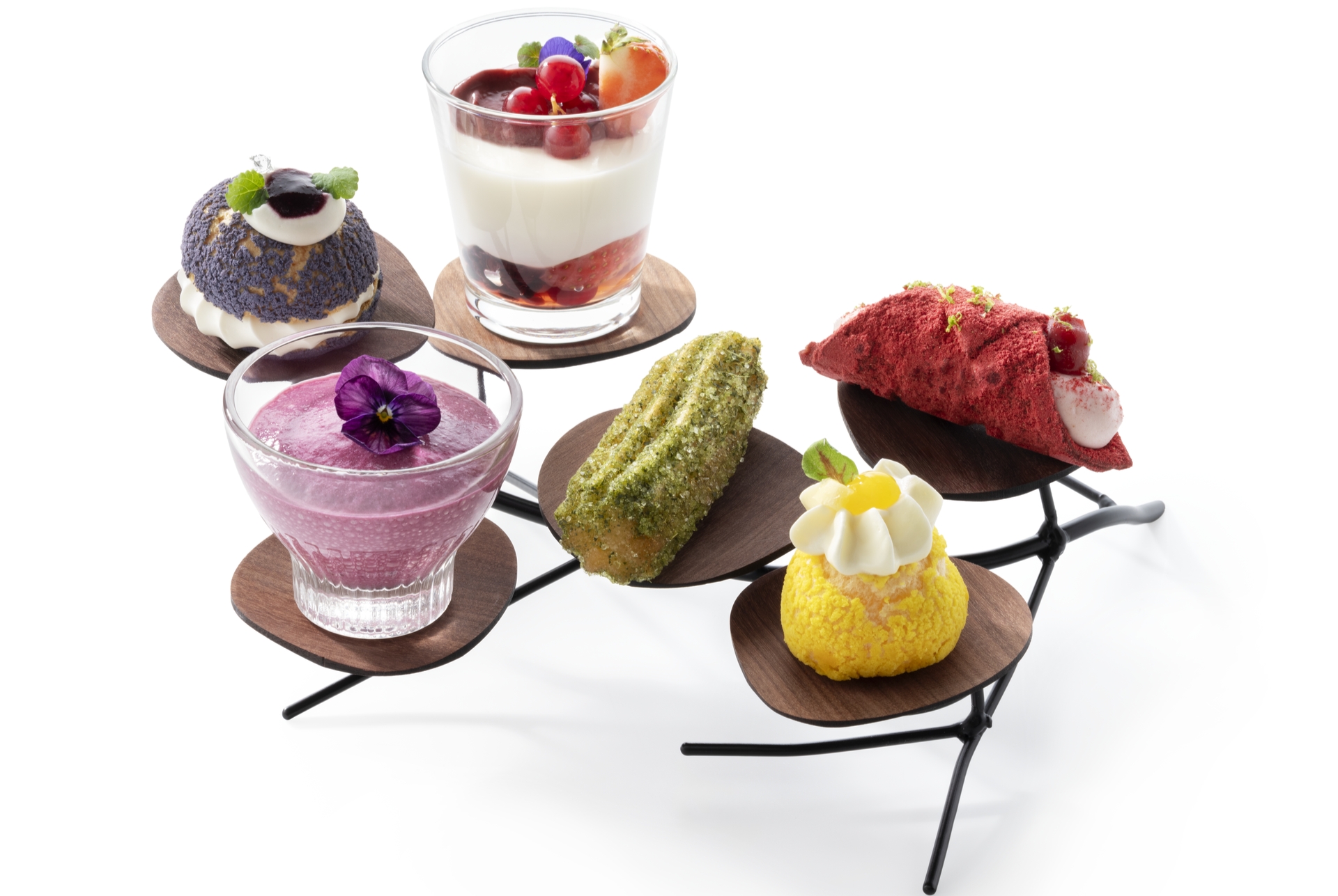 A variety of colourful dessert tapas