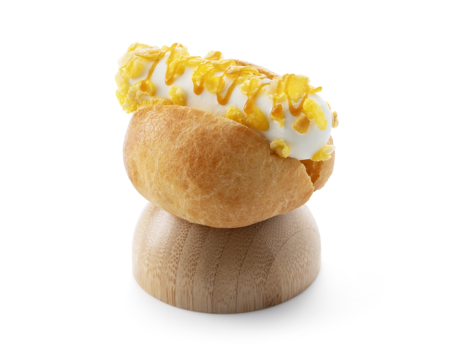 Popcorn dog parfait on brioche