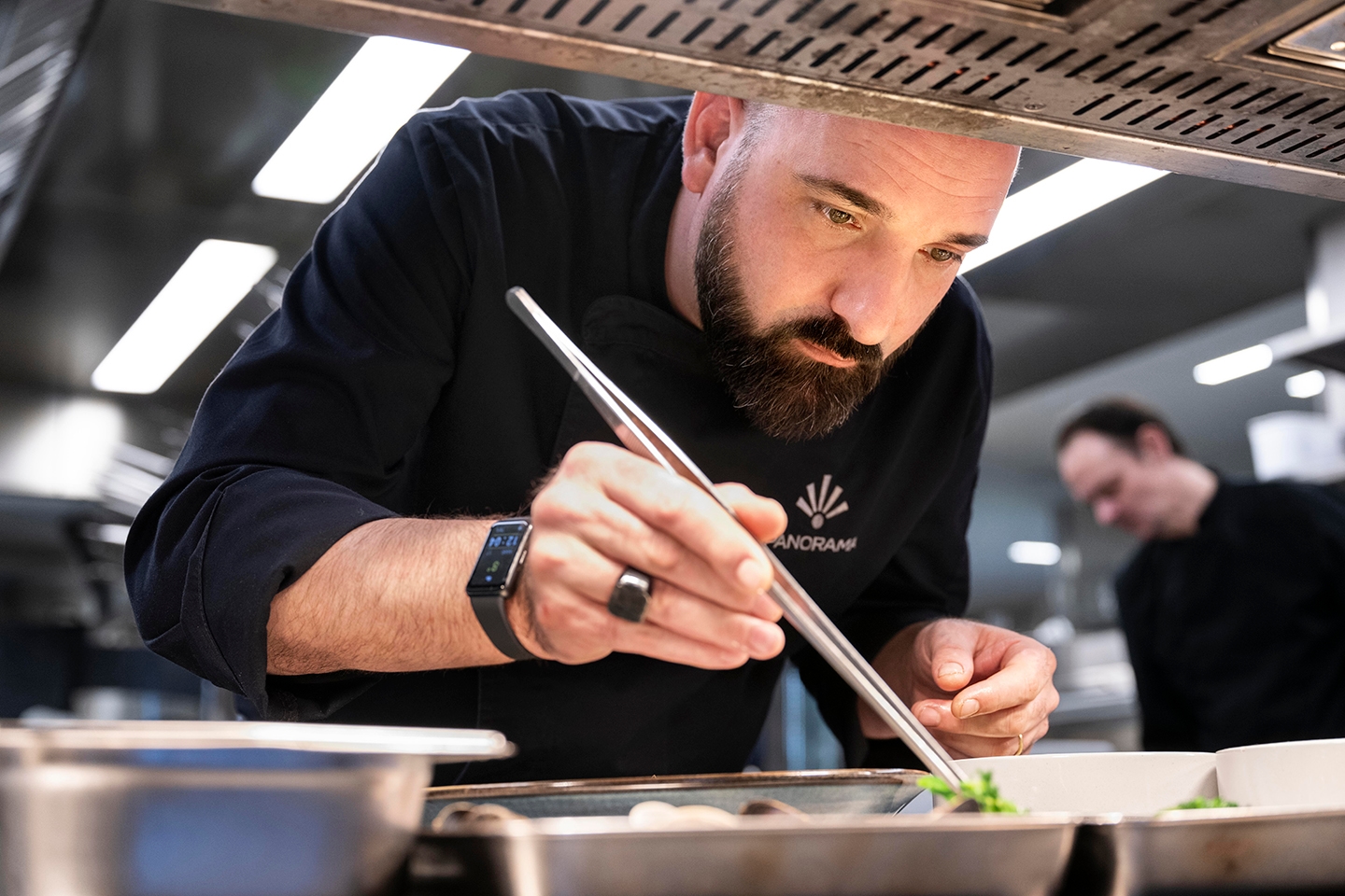 Chef preparing dish