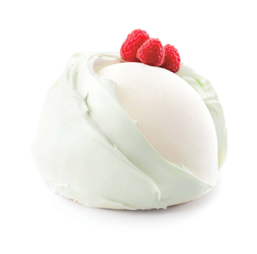 Quark parfait dessert cake with lime foam and raspberries - photo1 | Debic