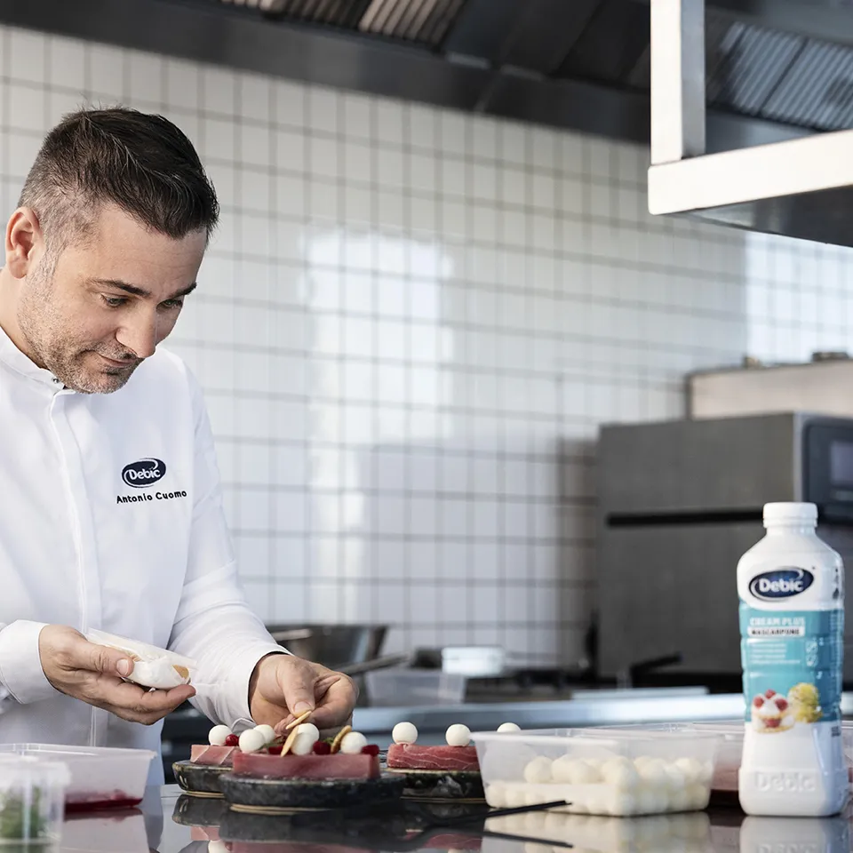 Chef using Debic Cream Plus Mascarpone
