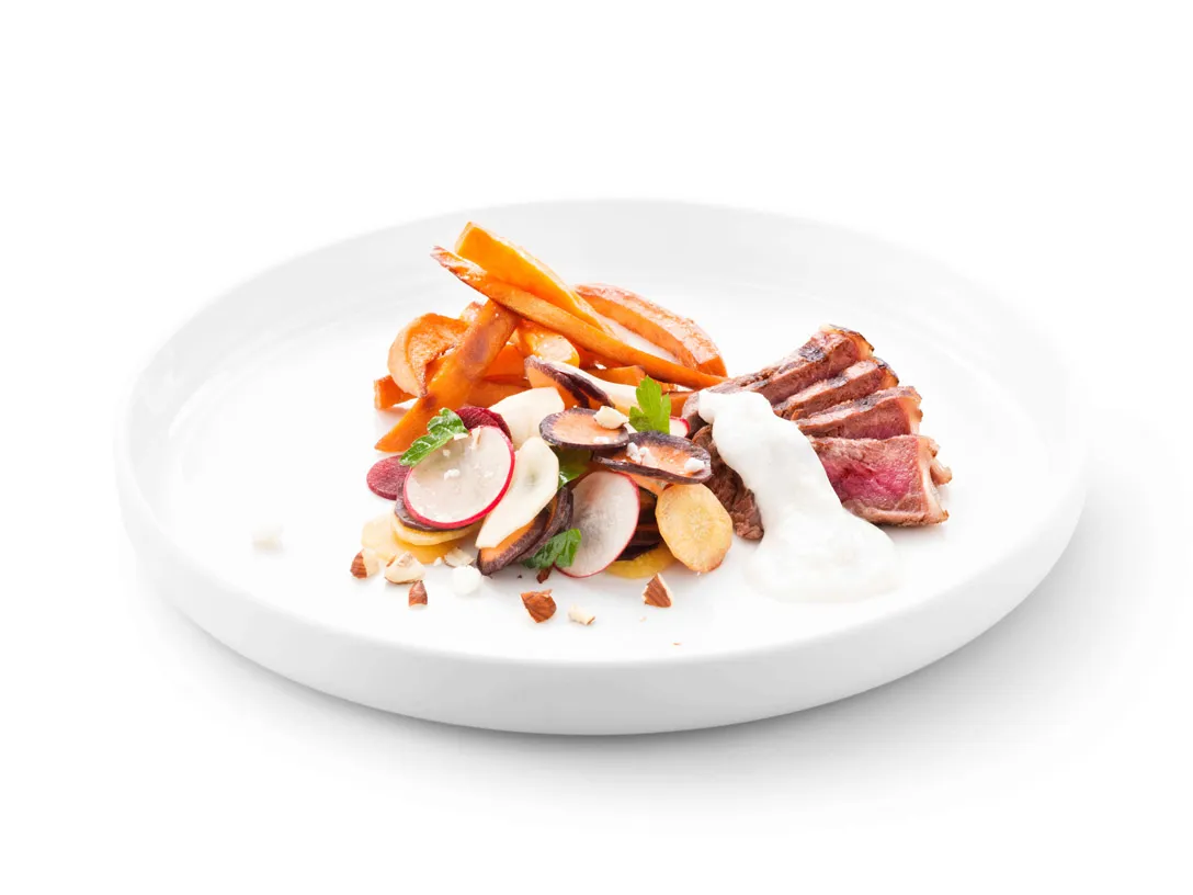 Entrecôte grillée, sauce crémeuse au raifort