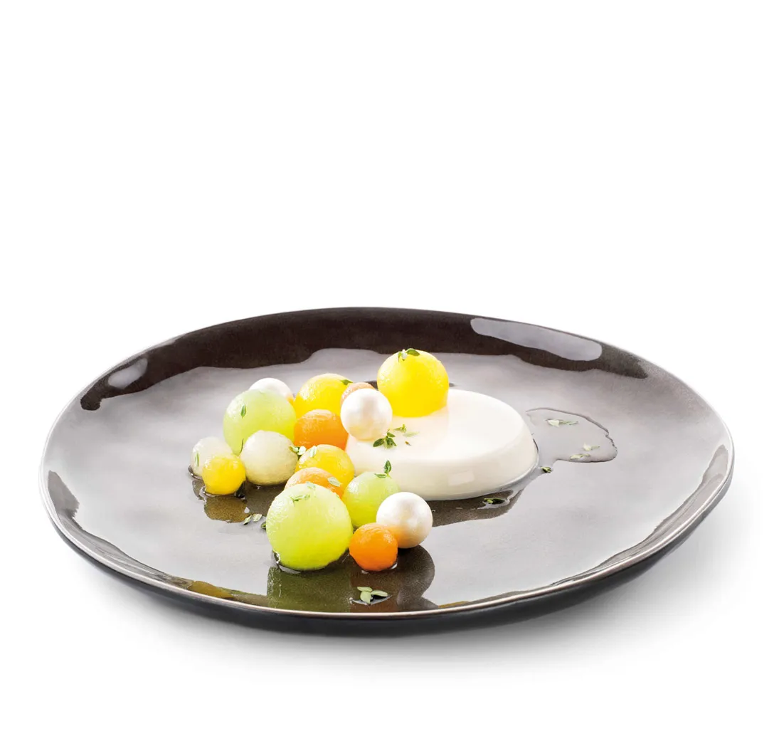 Panna cotta thym-citron avec salade de melons