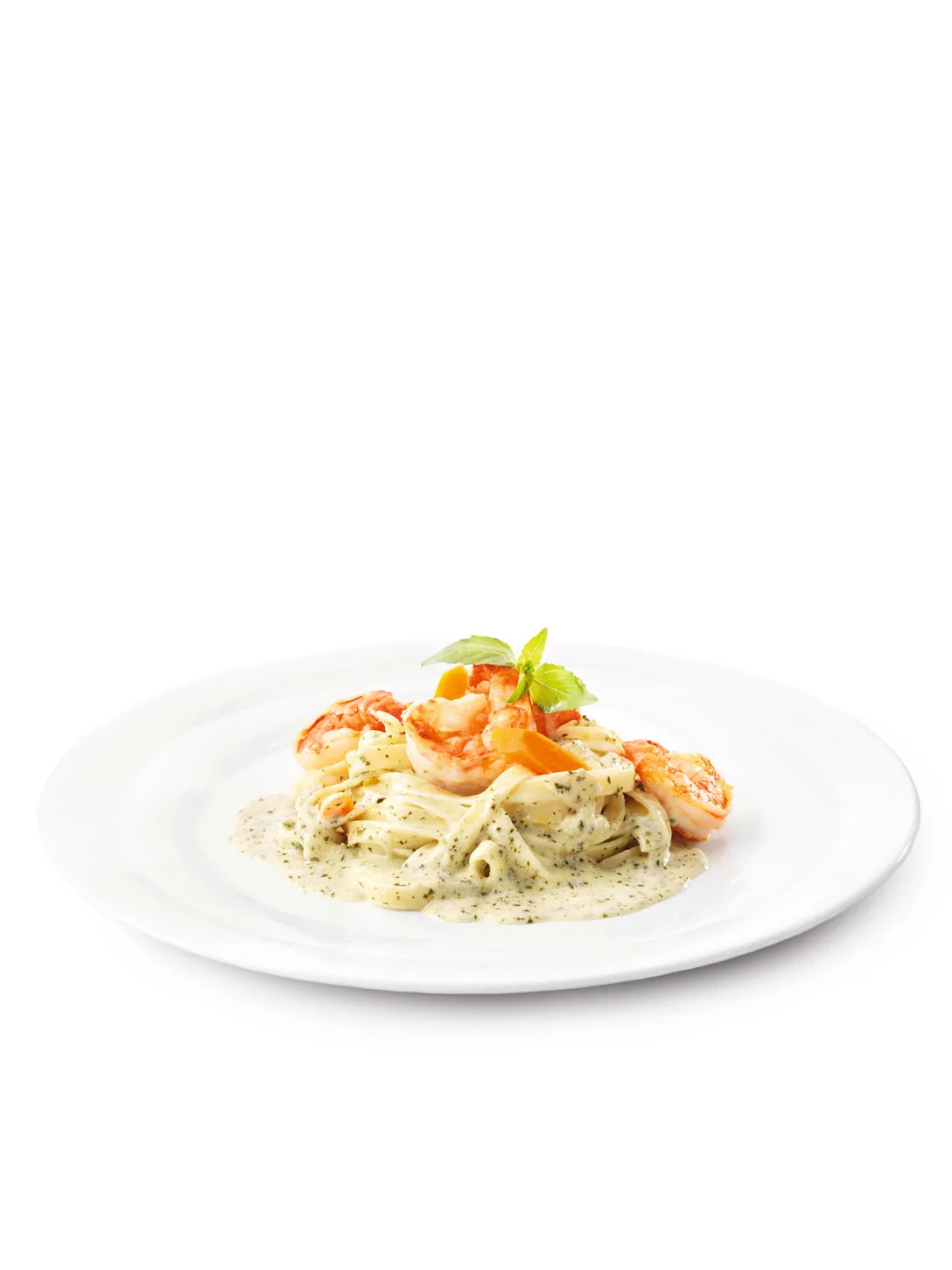 Tagliatelles avec crevettes et sauce de pesto