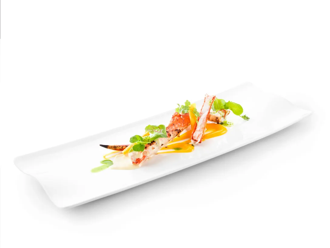 Cangrejo real de Alaska con beurre blanc y zanahorias
