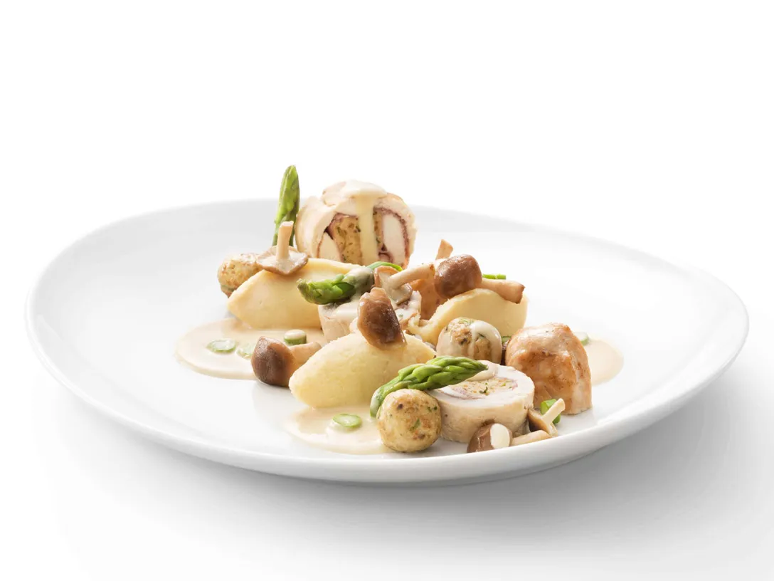 Paupiette de poulet à la sauce suprême