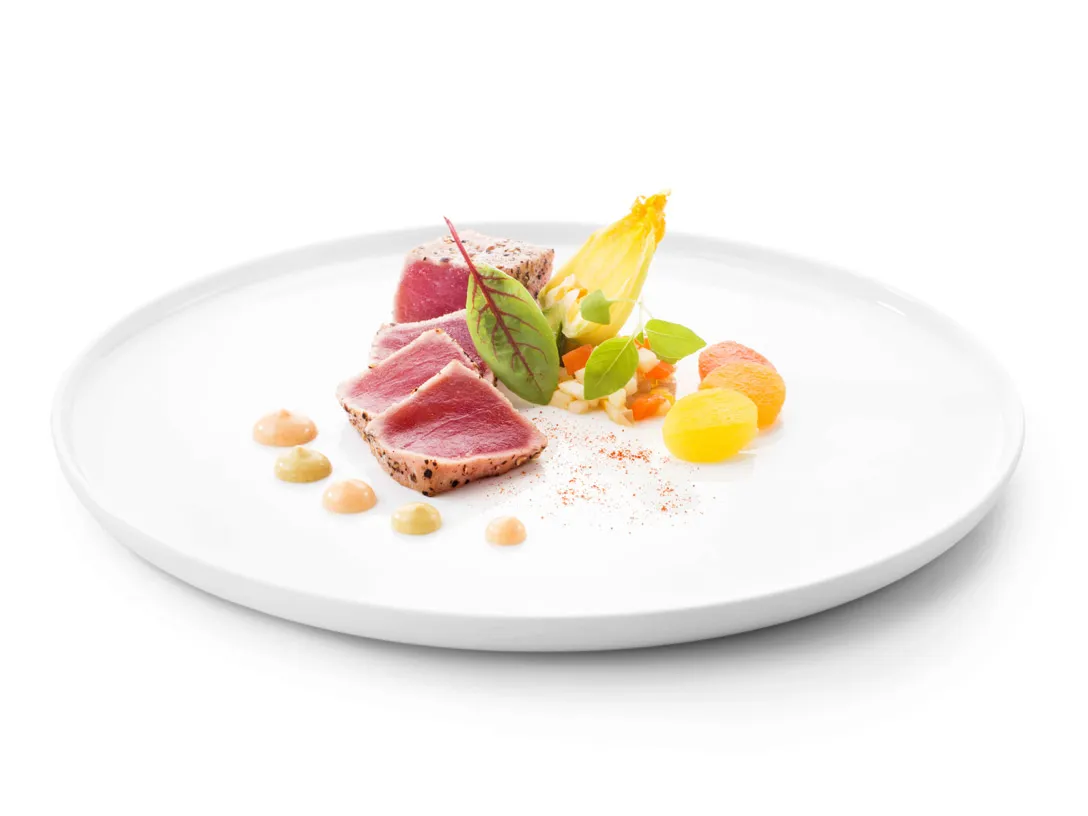Tataki de thon, poivron et courgette