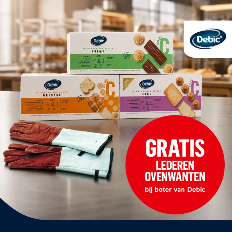 Gratis lederen ovenwanten bij boter van Debic